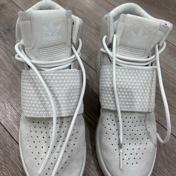 ADIDAS • White High Top Tubular Sneakers • 5.5 - Picture 3 of 8